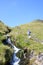 Waterfalls Scales Beck, walkers on footpath Cumbria