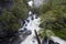 Waterfalls in Yosemite National Park from the Valley during spring time. California, USA