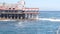 Waterfront beachfront cafe on piles or pillars, Monterey beach, California coast