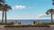 Waterfront benches on Lake Monroe in historic Sanford, Florida