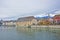 Waterfront and Clock Tower with Landhaus in Solothurn in Switzerland