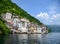 Waterfront colorful houses in Lake Como in Italy
