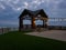 Waterfront gazebo at sunset on Mobile Bay