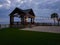 Waterfront gazebo at sunset on Mobile Bay