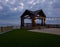 Waterfront gazebo at sunset on Mobile Bay