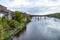 Waterfront of historic Downtown along the Kennebec River, Augusta, Maine