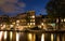 Waterfront Houses In Amsterdam At Night