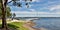 Waterfront maritime parkland marina/dock with boats