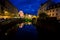 Waterfront at night in Ljubljana