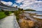 Waterfront path and hotel in Bar Harbor, Maine.