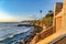 Waterfront properties at San Diego California coast with ocean and sunset view