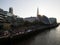 Waterfront riverside promenade esplanade panorama London city center Thames river Great Britain United Kingdom UK Europe