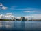 Waterfront skyline Almere-City from Weerwater, Netherlands