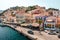 The waterfront of Symi, in Dodecanese, Greece.