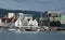 A waterfront view of Bergen harbour in Norway.