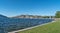 Waterfront walkway through the park in downtown of Kelowna