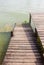 Waterfront wooden bridge at the riverside