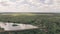 Waterhole lake in Laikipia, Kenya. High aerial drone view of Kenyan la