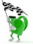 Watering can character waving race flag