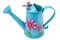Watering can is a clever device for watering flowers and other plants by a special strainer so that water falling off the water im