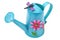 Watering can is a clever device for watering flowers and other plants by a special strainer so that water falling off the water im