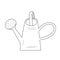 Watering can doodle illustration, isolated line art of metal watering pot for watering flowers, vector linear icon. Hand