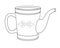 Watering can garden for watering plants vector linear picture for coloring. Watering can for indoor plants with a pattern - vector