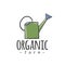 Watering can. Organic farm logo concept