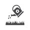 Watering can pouring grass black vector icon.