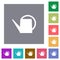 Watering can square flat icons