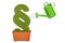 Watering can water grassy paragraph or section symbol, 3D render