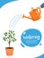 watering. Concept of plant growth or business.