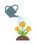 Watering flowers in garden centre nature plant summer blooming vector.