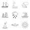 Watering icons set, outline style