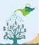 Watering Money Tree Vector art Graph dollars grow