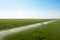 Watering system in the field. An irrigation pivot watering a field.