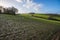 Waterlogged fields being drained in early spring in Combe Valley, East Sussex