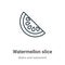 Watermellon slice outline vector icon. Thin line black watermellon slice icon, flat vector simple element illustration from