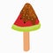 watermellon stick ice cream with chocolate isolated in white background