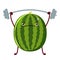 Watermelon athlete character. Fruit poster with vector watermelon character