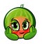 Watermelon cartoon. Comical face. Vector illustration. Fruit with eyes