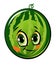 Watermelon cartoon. Comical face. Vector illustration. Fruit with eyes
