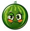 Watermelon cartoon. Comical face. Vector illustration. Fruit with eyes