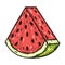 Watermelon. Cartoon piece of watermelon. Vector illustration.