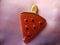 Watermelon charm in pink fluffy slime