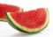 Watermelon, citrullus lanatus, Against White Background