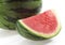 Watermelon, citrullus lanatus against White Background