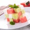 Watermelon,cucumber and mozzarella salad