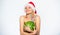 Watermelon dietary detox beverage. Girl attractive naked wear santa hat hug watermelon white background. Winter detox