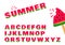 Watermelon font, summer alphabet. Vector